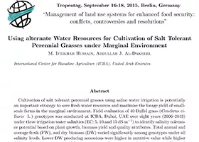 Using alternate Water Resources for Cultivation of Salt Tolerant Perennial Grasses under Marginal Environment