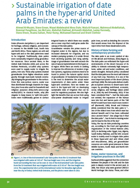 Sustainable Irrigation Of Date Palms In The Hyper-arid United Arab 