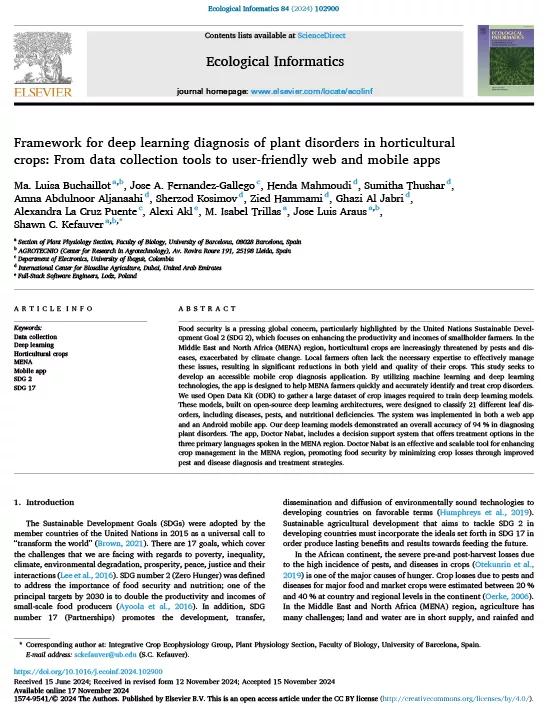 Framework for deep learning diagnosis of plant disorders in horticultural crops: From data collection tools to user-friendly web and mobile apps