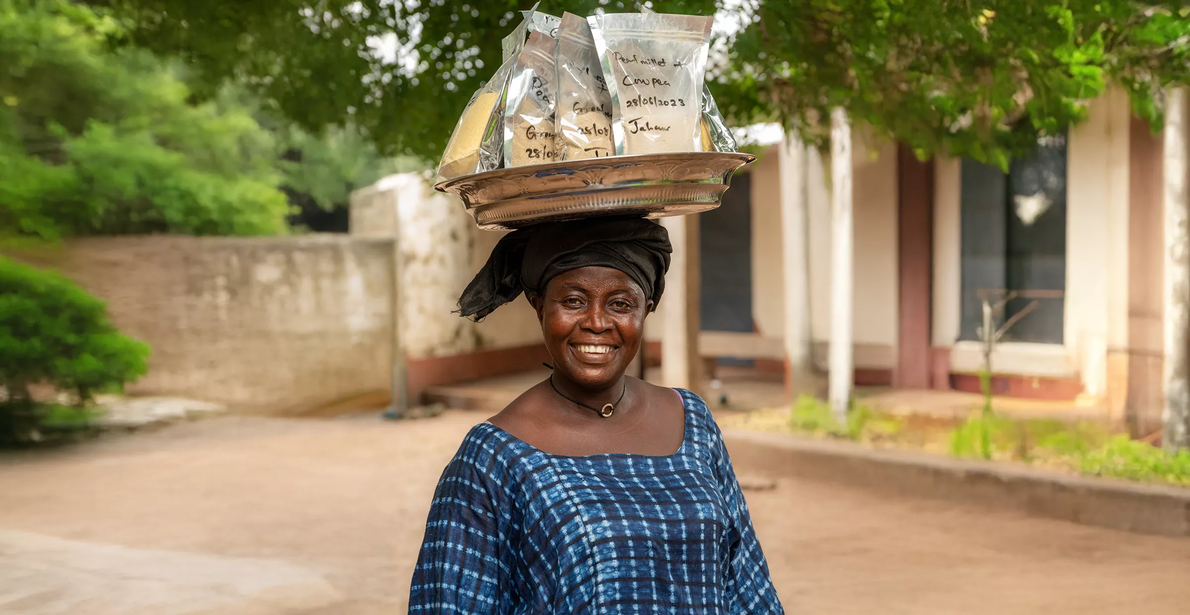 Packaged legume-cereal based flour ready for use at home. The cooperative has purchased some packaging which will be used for flour sent to the market for sales.